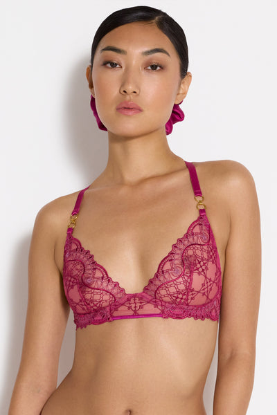 Mari Lace Wireless Soft Cup Bra Magenta Pink – Bordelle