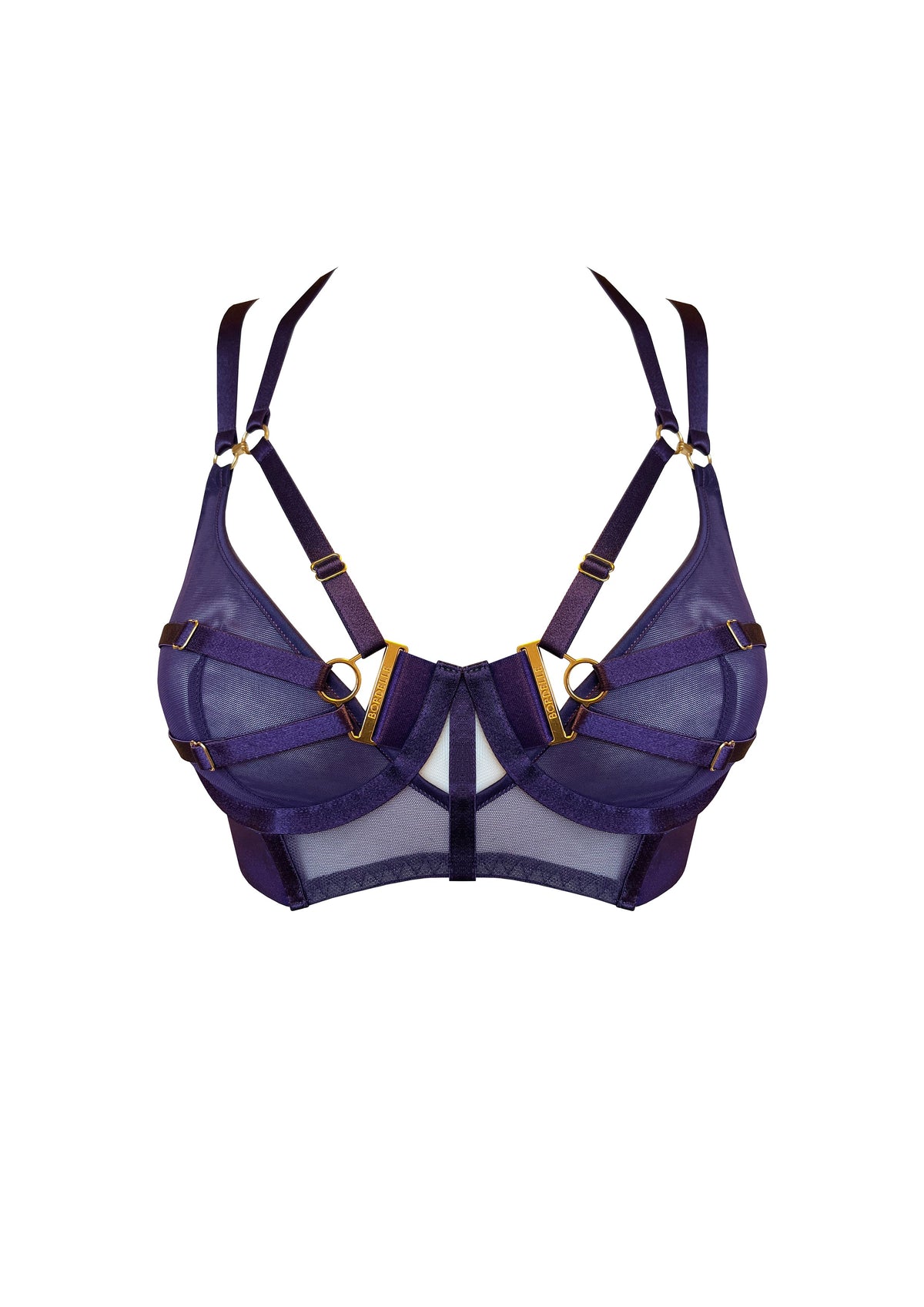 Retta Mesh Wire Longline Bodice Bra Purple – Bordelle