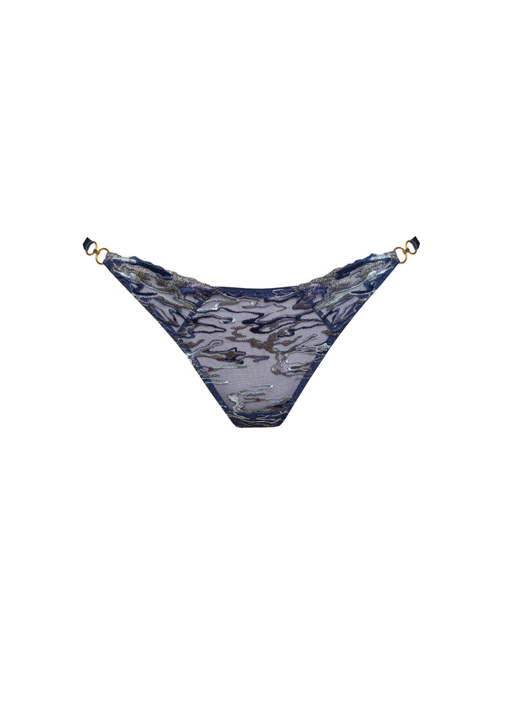 Onda Lace Thong String Navy Blue – Bordelle