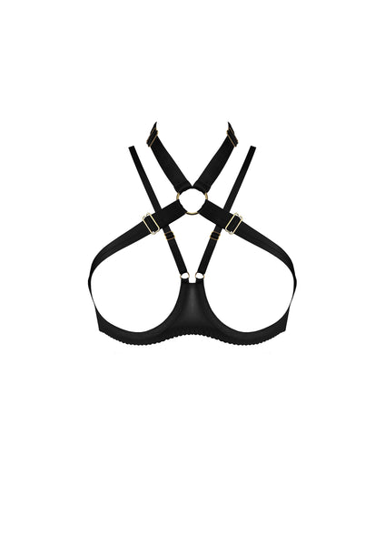 Bordelle Signature Wired Satin Tomoe Ouvert Cupless Wire Bra Black